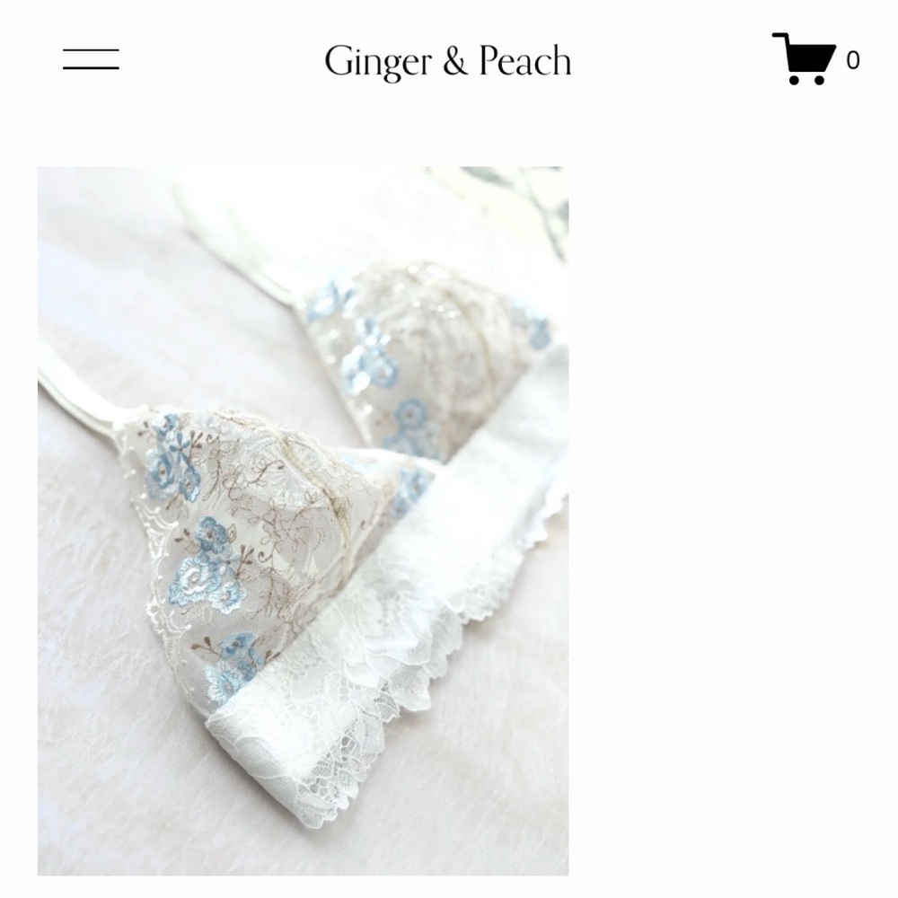 Lace Bralette in Cream and Blue